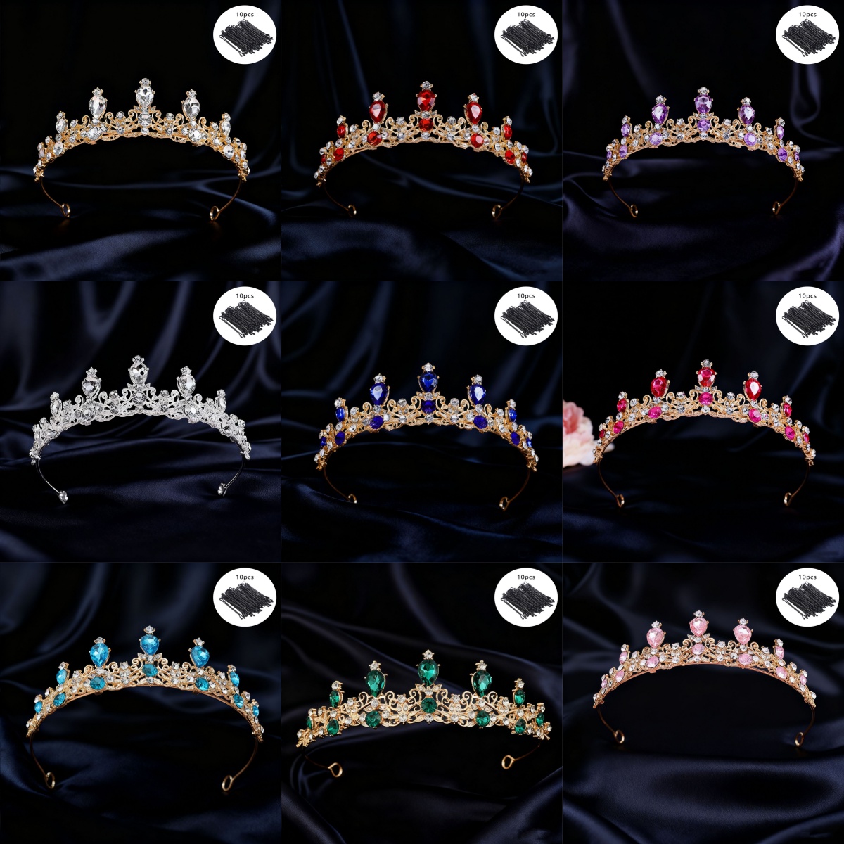 Event & Party Supply - Braut-Tiara im Vintage-Stil mit Strass-Verzierung, Königinnenkrone,