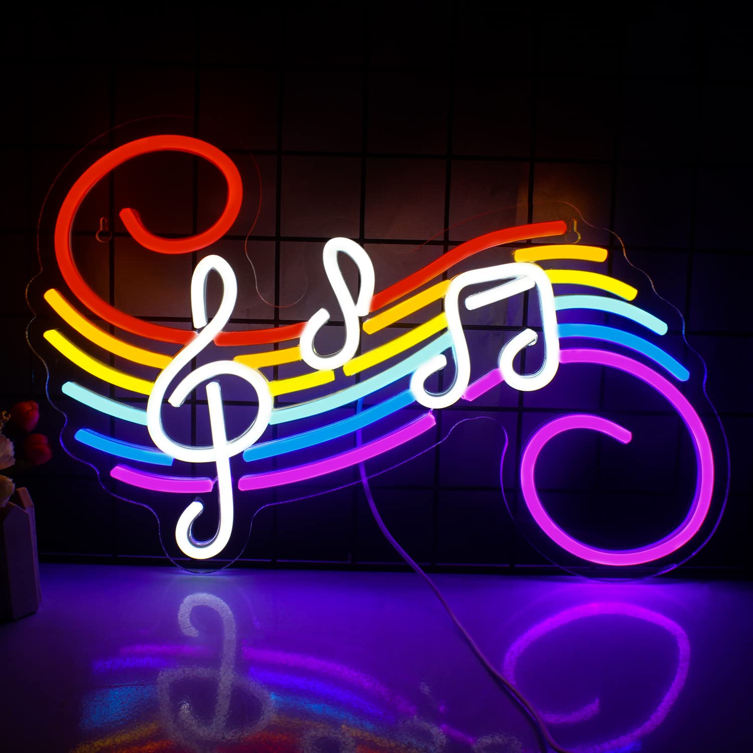 Neon Sign Party - Musiknoten Neonschild Anpassbare Farbige Violinschlüssel LED-Neonlicht