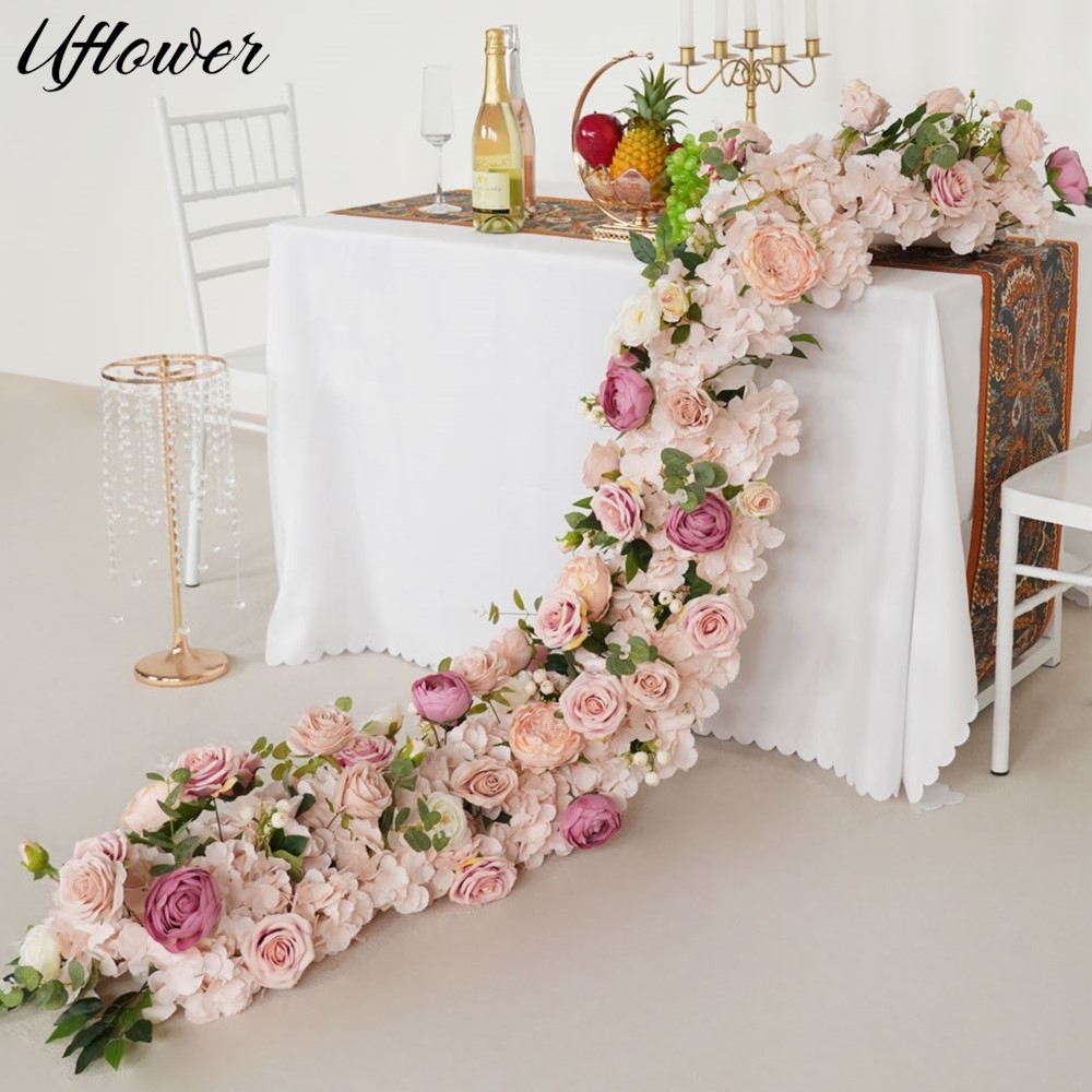 Flower Wall Panel - Uflower 200 cm rosa Rose Hortensie