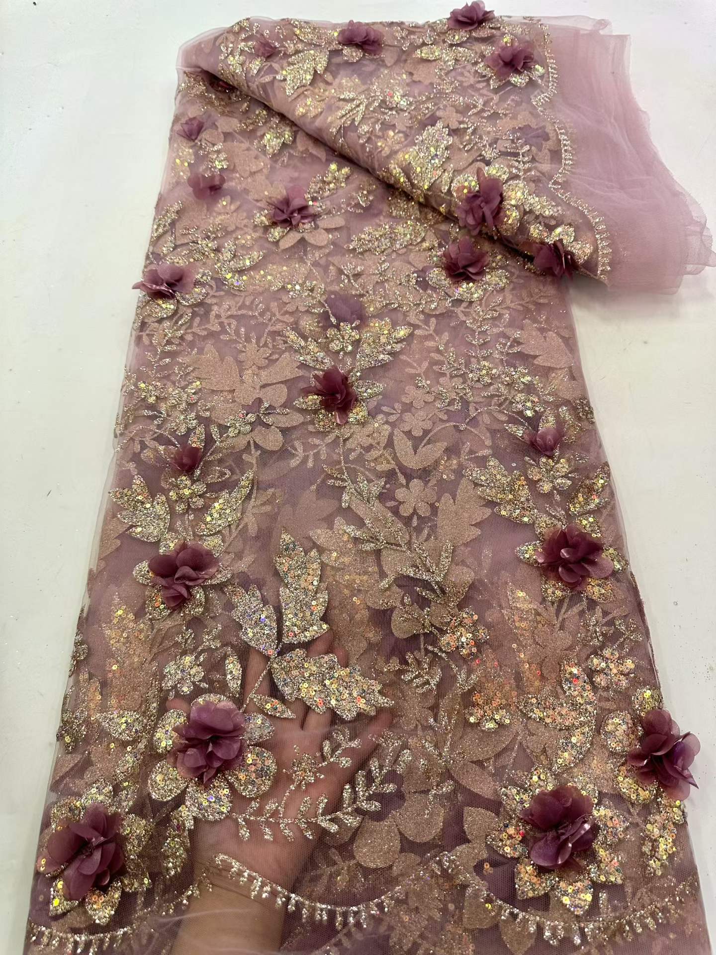 Glitter Tablecloth - Afrikanischer Spitzenstoff, bestickt, mit Pailletten, nigerianische