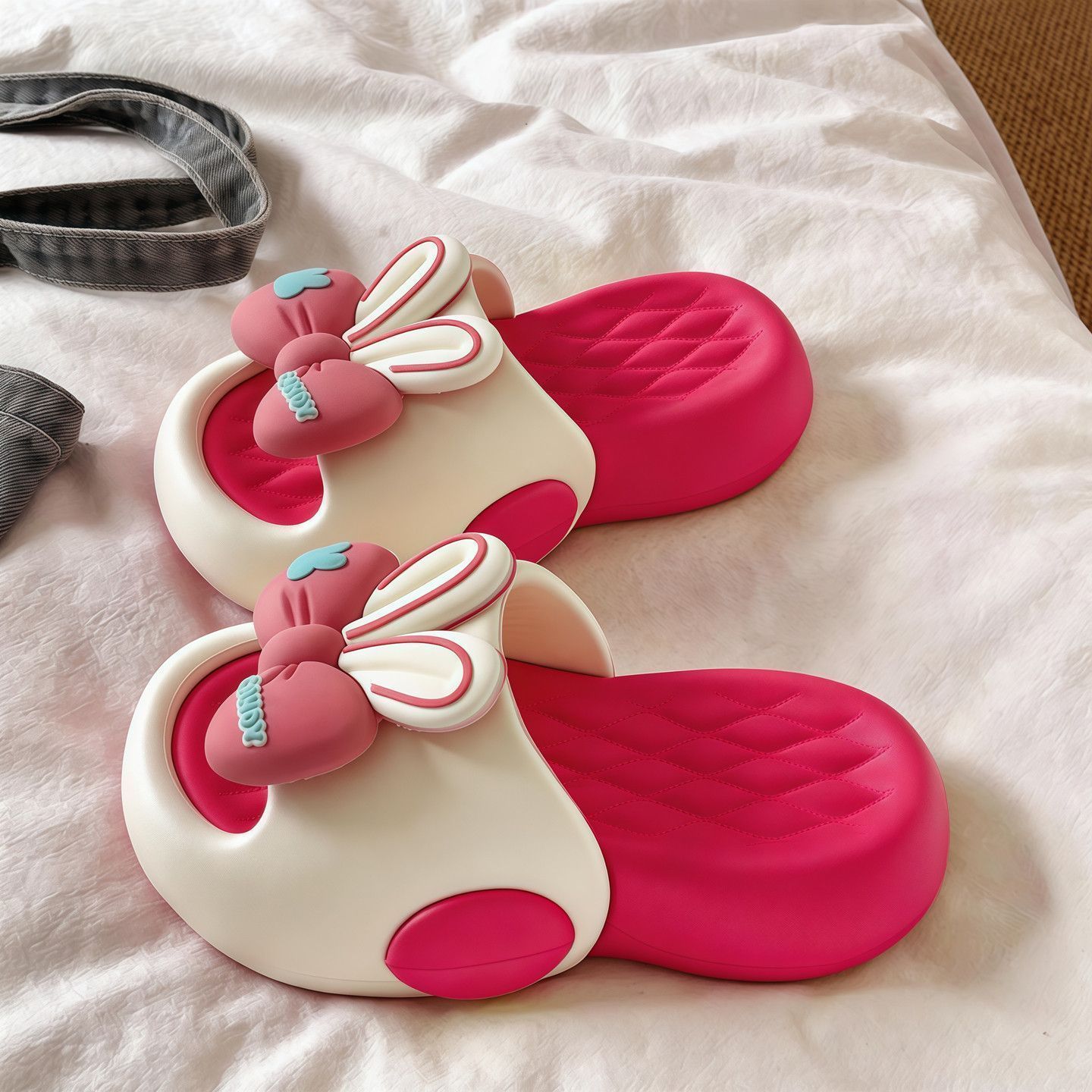 Cotton Candy Cone - Süße Hasenohren-Plateau-Slipper für Damen, EVA, weich,