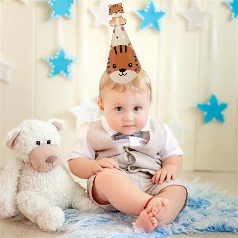 Party Hat Cone - 6 Stück Dschungeltier Papierhüte Elefant Affe