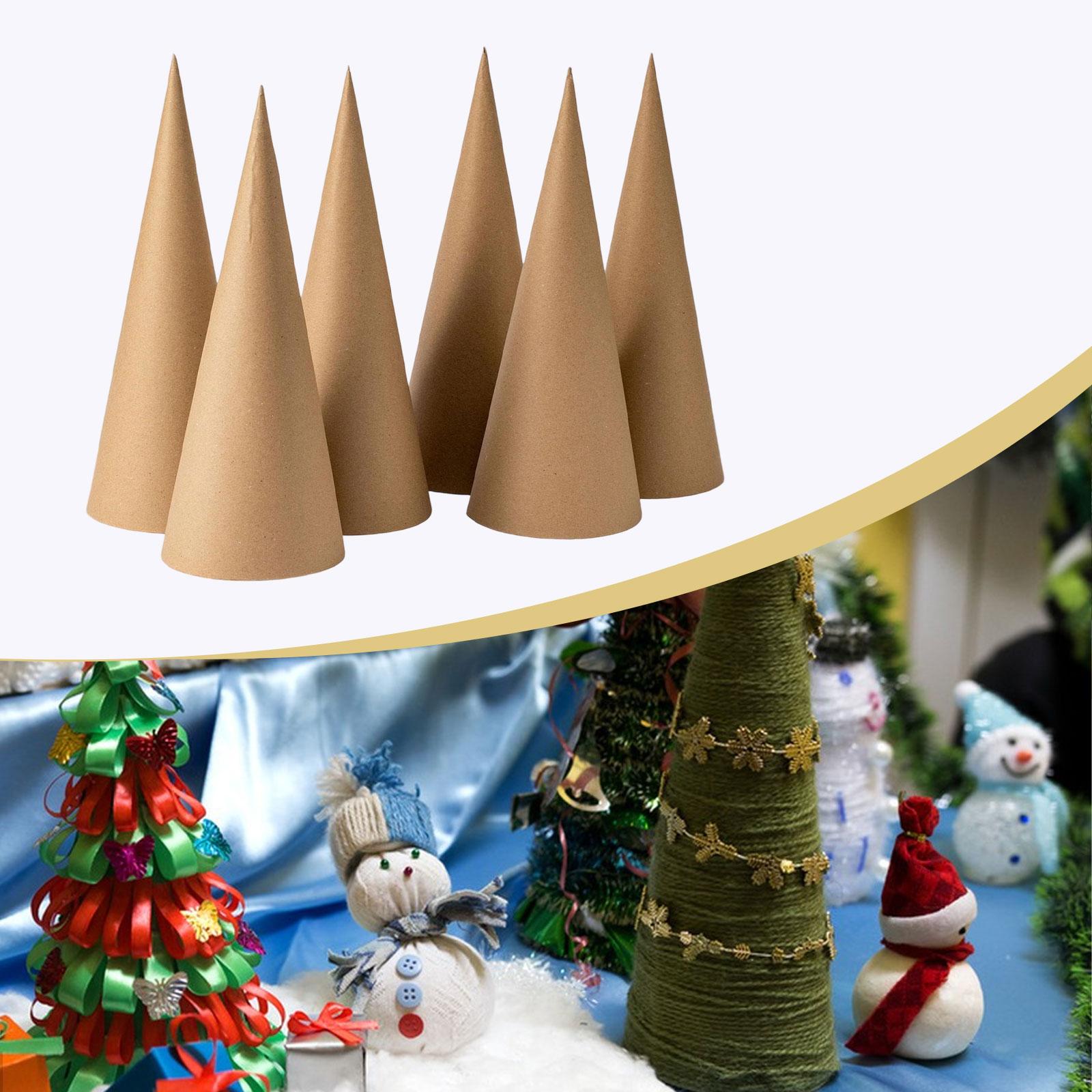 Party Hat Cone - 6 Stück Kraftpapier-Mache-Kegel, Weihnachtsbaum-Dekoration, offener Boden