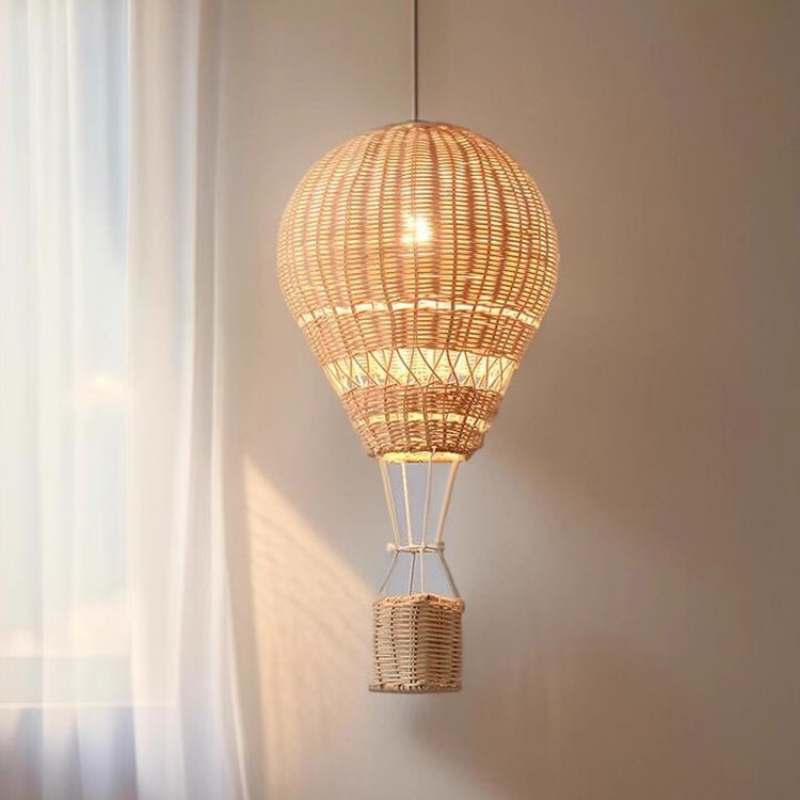 Led Balloon Light - Heißluftballon-Kronleuchter LED Kinderzimmer Rattan Handgefertigte Lampe