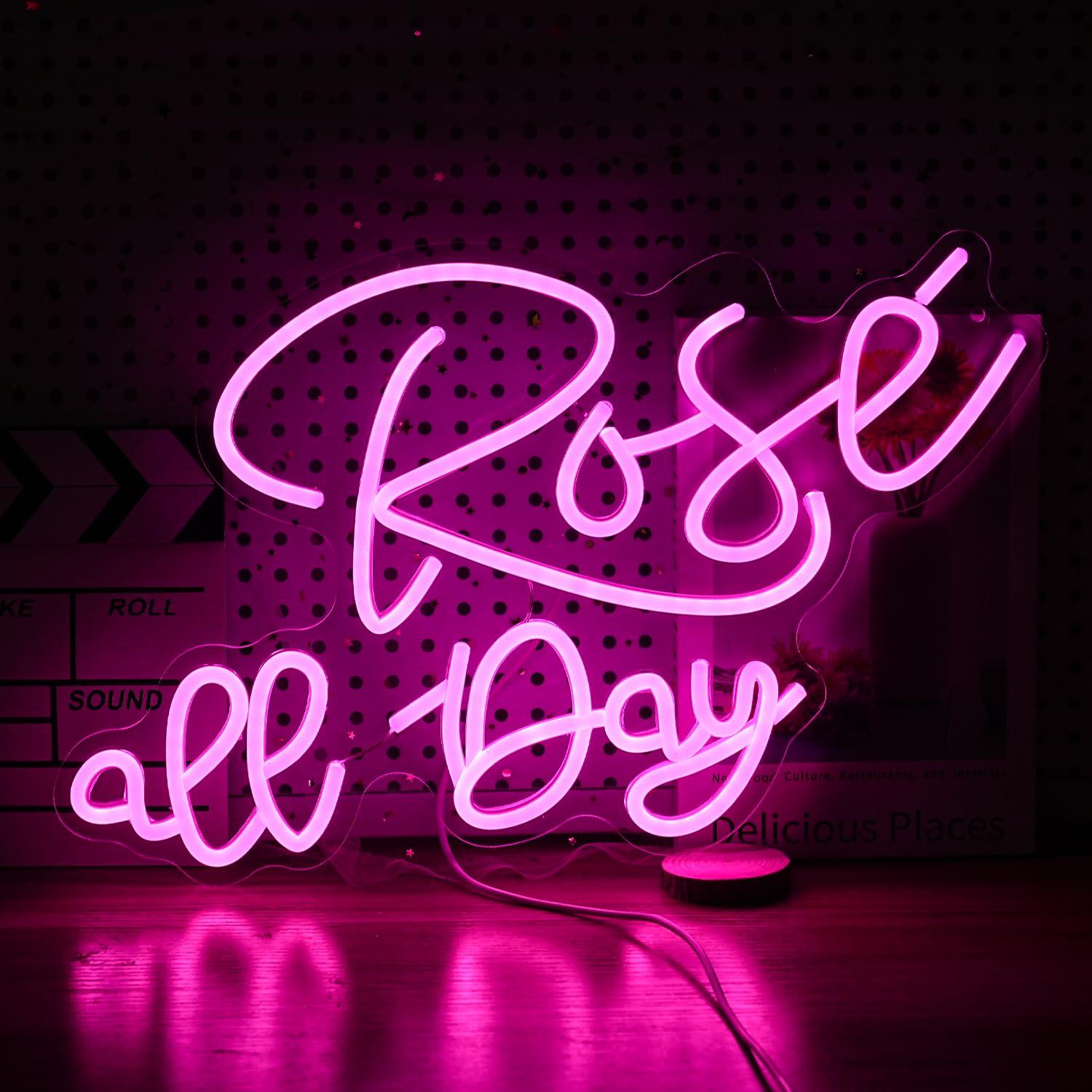 Neon Sign Party - Rose All Day Neonschild, dimmbares LED-Neonlicht