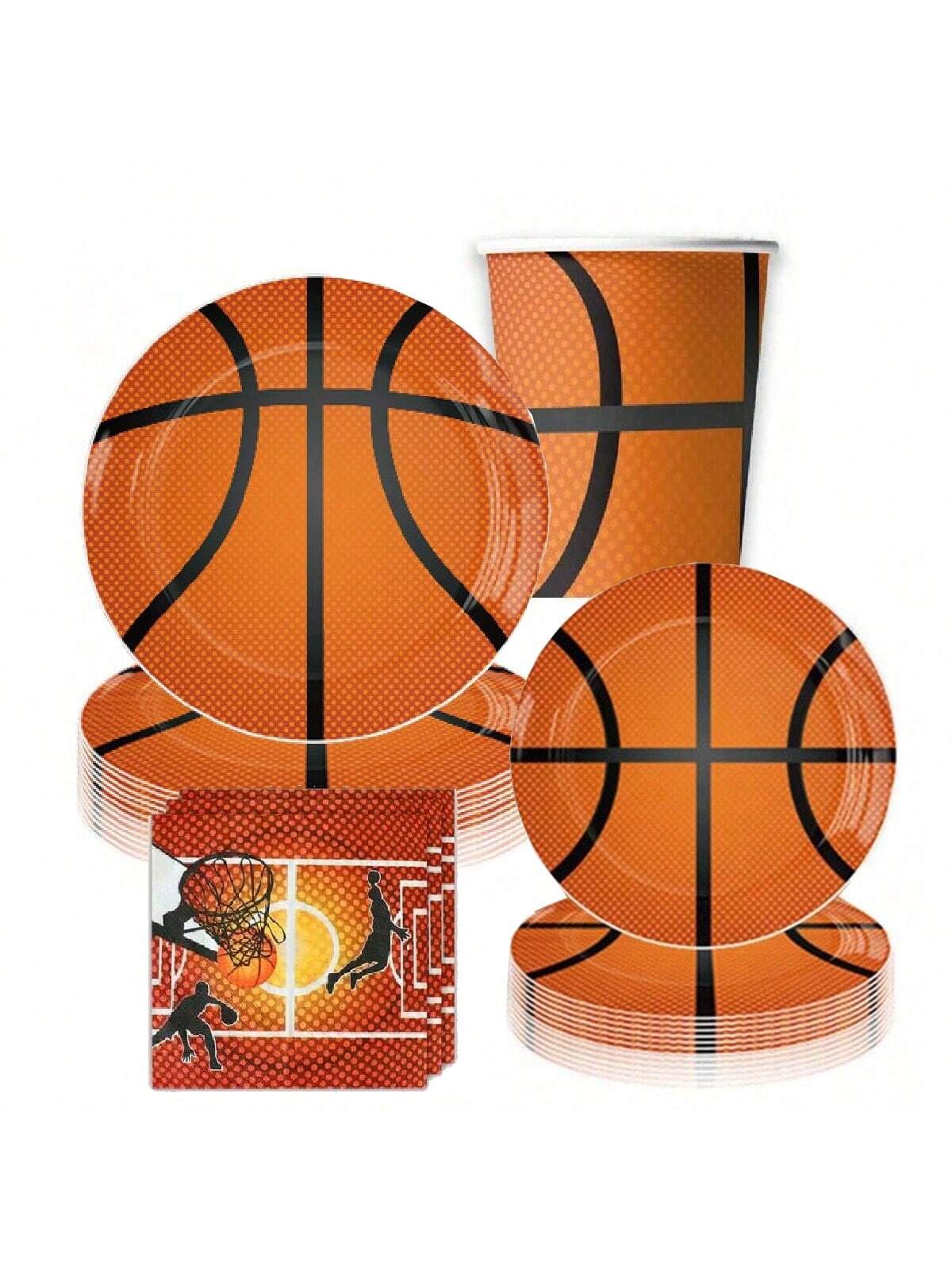 Event Z - Basketball-Themen-Partyzubehör, Basketball-Themen-Teller, Pappbecher und Servietten für