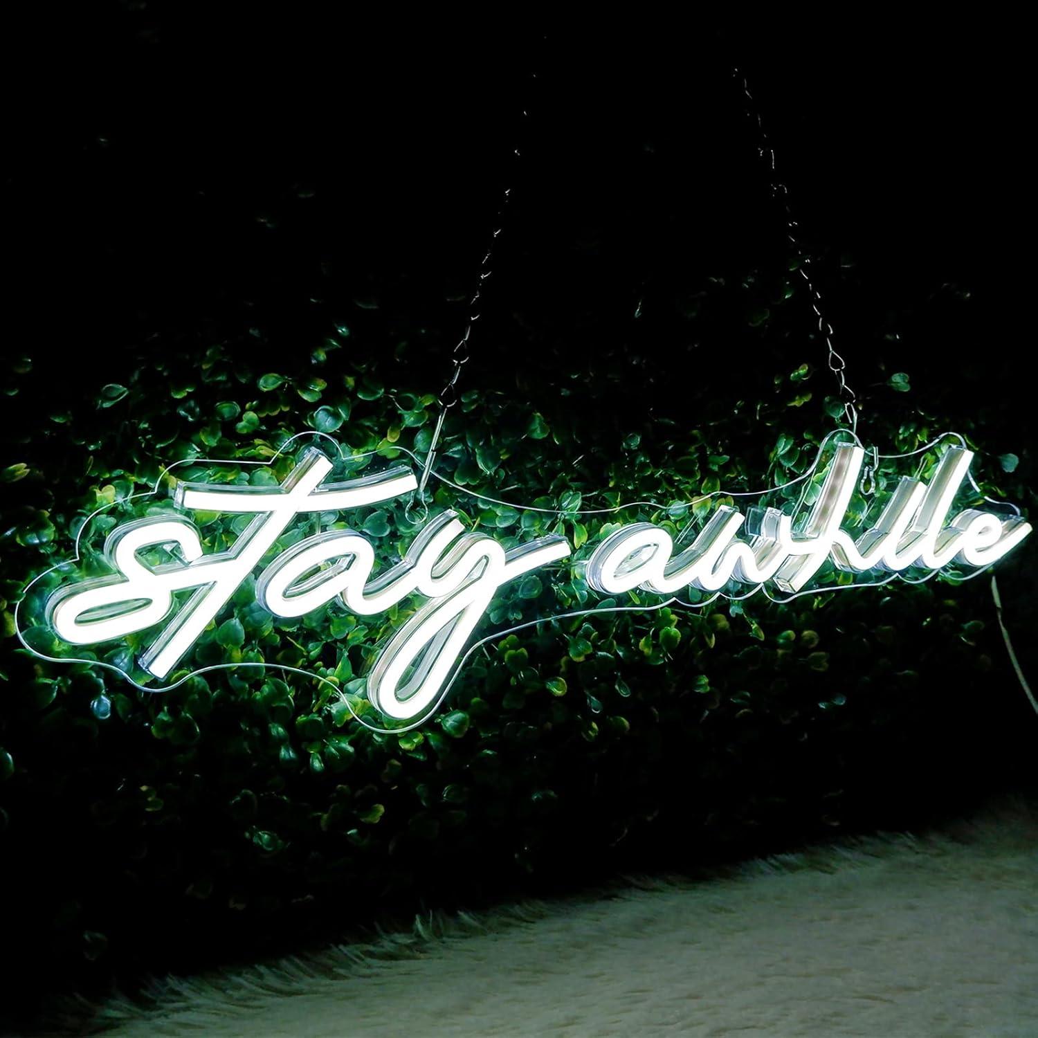 Stay Awhile Neon-Schilder USB  – Neon Sign Party Bewertung und Preis