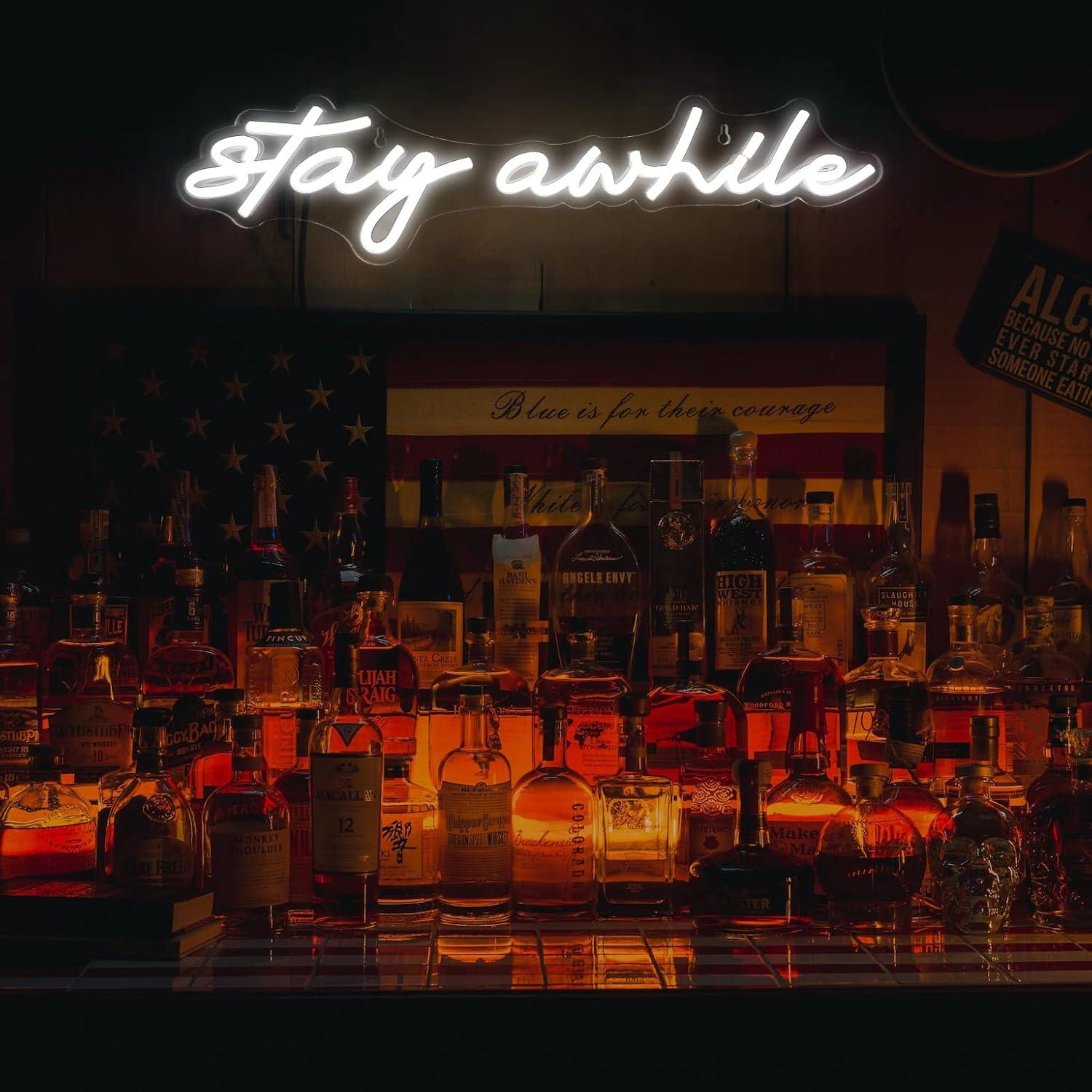 Stay Awhile Neon-Schilder USB  – Neon Sign Party Bewertung und Preis