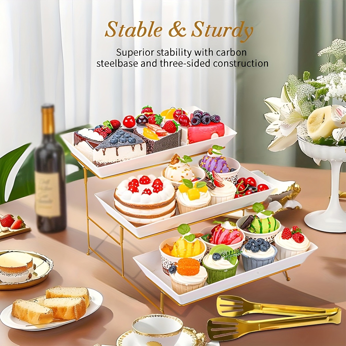 Weißer Etagen-Servierständer + – Cupcake Stand Tier Bewertung und Preis