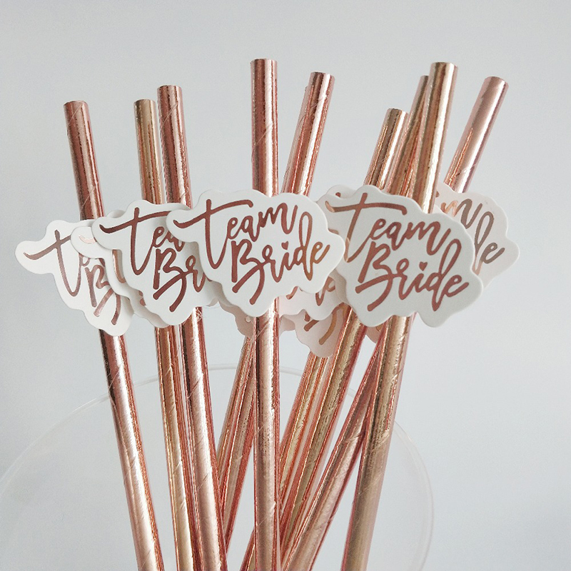 10 stücke Team Braut Roségold  – Paper Straw Color Bewertung und Preis