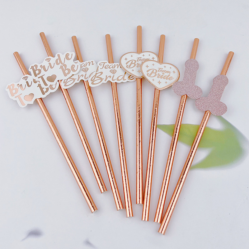 10 stücke Team Braut Roségold  – Paper Straw Color Bewertung und Preis