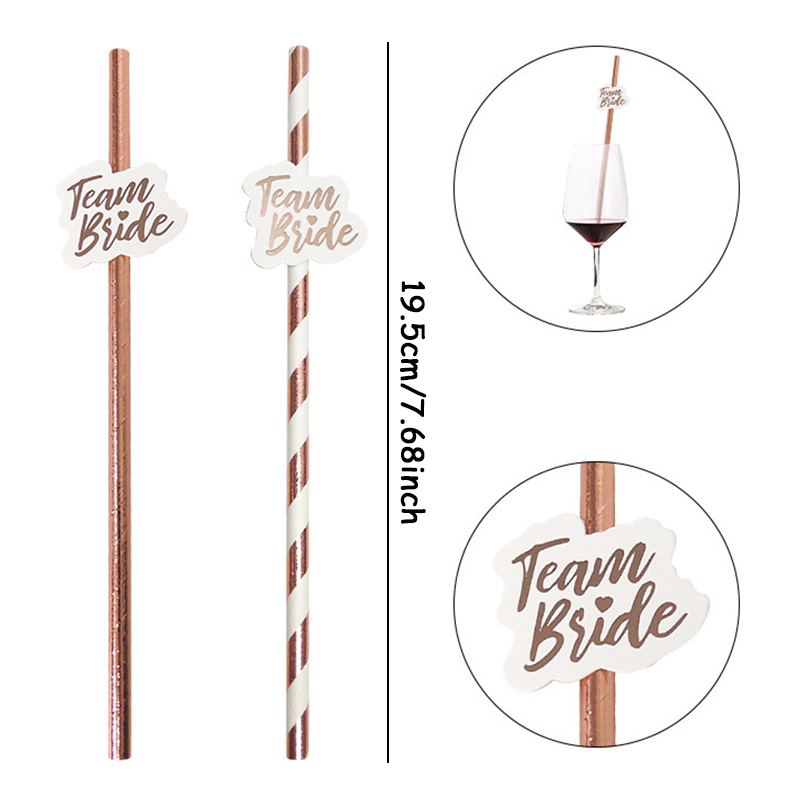 10 stücke Team Braut Roségold  – Paper Straw Color Bewertung und Preis