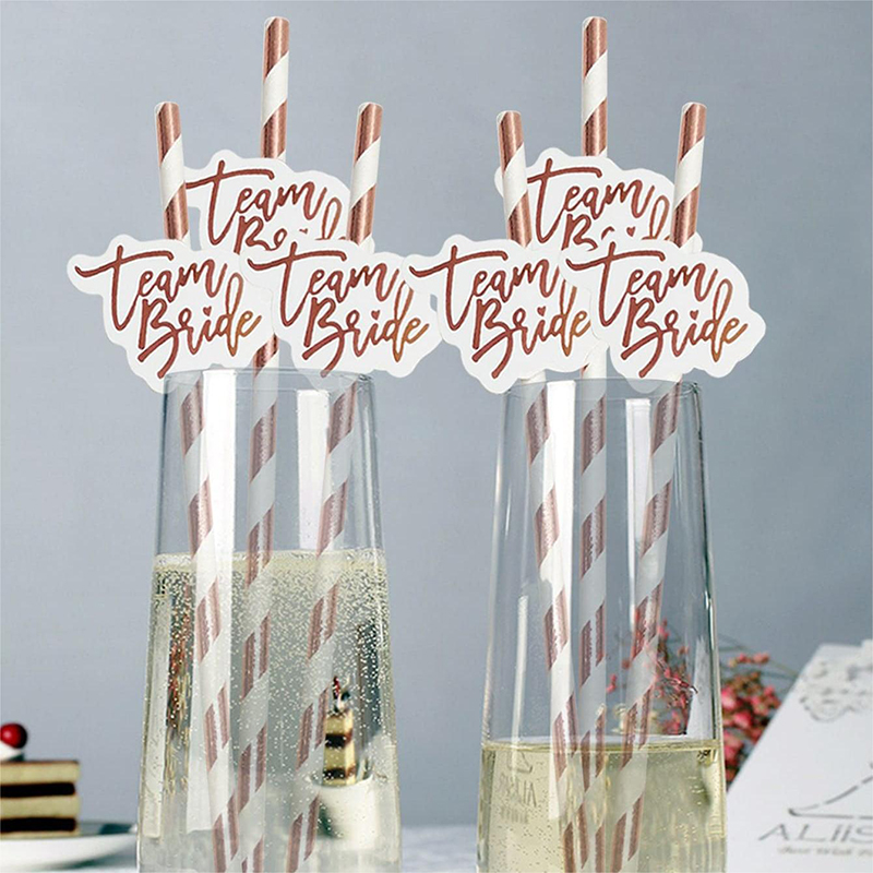 10 stücke Team Braut Roségold  – Paper Straw Color Bewertung und Preis