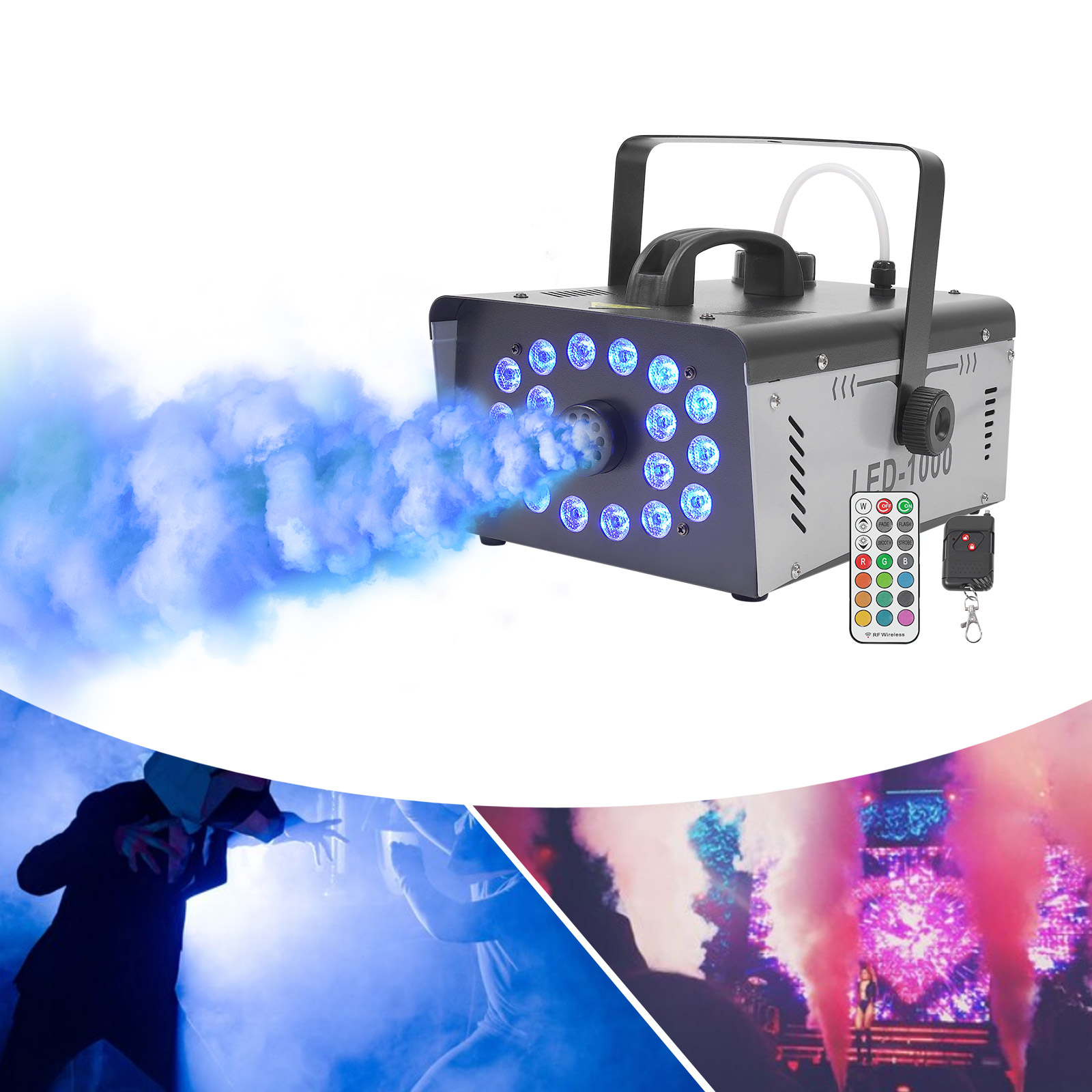 Nebelmaschine 1000W 18 LED Büh – Event Party Dj Bewertung und Preis